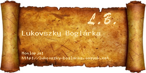 Lukovszky Boglárka névjegykártya