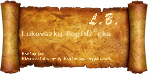 Lukovszky Boglárka névjegykártya
